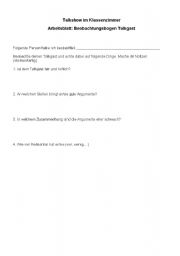 English Worksheet: Talkshow in the classroom