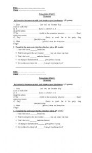 English Worksheet: ten pointer past tense and relativec clauses