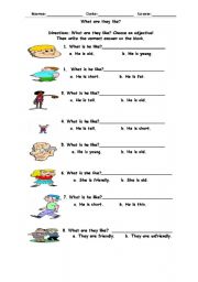 English Worksheet: What are they like?