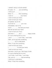 English Worksheet: Iwanna hold your hand song