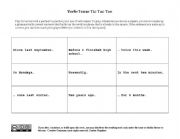 English worksheet: Verb-Tense Tic Tac Toe