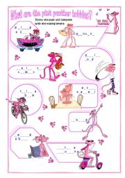 English Worksheet: What are the Pink panther hobbies?