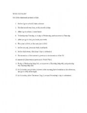 English Worksheet: True or Flase - Expressions of Time