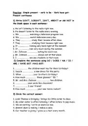 English Worksheet: Present Simple - Present Continuous practice