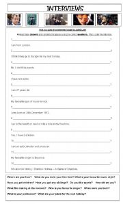 English Worksheet: Interview with an actor - adapted 