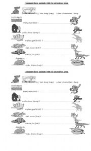 English worksheet: excellent pictures comparatives