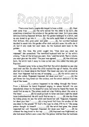 English Worksheet: Rapunzel-working with connectors in narrative texts