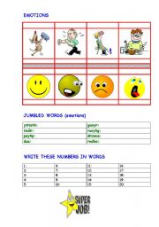 English Worksheet: emotions - numbers 
