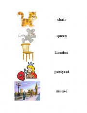 English worksheet: matching activity to poem Pussy cat