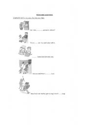 English Worksheet: POSSESSIVE ADJECTIVES WITH PICTURES