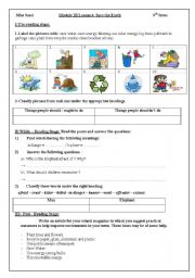 English Worksheet: LESSON 4 SAVE THE EARTH