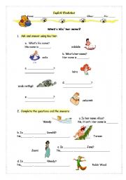 English Worksheet: Possessive Adjectives - His/Her
