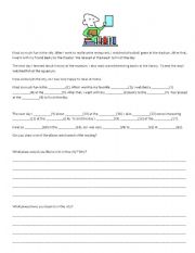 English worksheet: Cloze activity with 2 basic quesstions- Places in the City