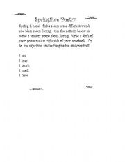 English Worksheet: Springtime Sensory Poem template