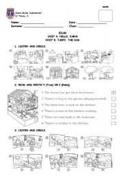 English Worksheet: AT HOME AND WEATHER EXERCISES (1/2)