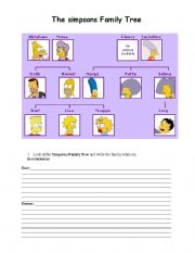 English Worksheet: The simpsons Family Tree