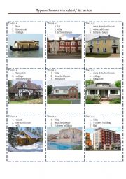 types of houses worksheet
