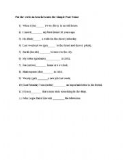 English worksheet: Past simple