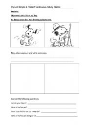 English worksheet: Present Simple & Present Continuous Activity  