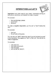 English Worksheet: Imperatives and Lets