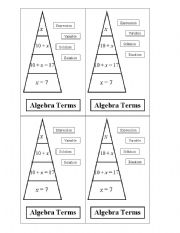 English Worksheet: Algebra Terms