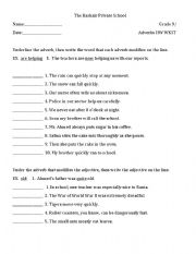 English worksheet: Adverbs worksheet