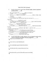 English worksheet: Verb Tense practice