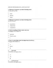 English worksheet: ENGLISH LANGUAGE INTERMEDIATE TEST