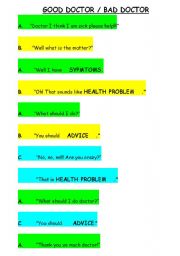 English worksheet: Good doctor or bad doctor