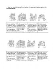 English Worksheet: different families