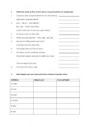 Past simple or present perfect worksheet