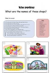 English Worksheet: What are the names of these shops?