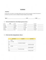 English worksheet: Worsheet Simple Present Tense and Simple Past Tense