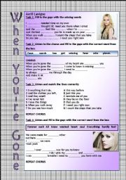 Song worksheet - When youre gone by Avril Lavigne