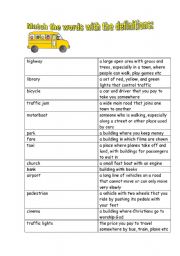 English worksheet: Town and Transport Matching worksheet
