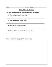 English Worksheet: City Destination-Partner Questionnaire