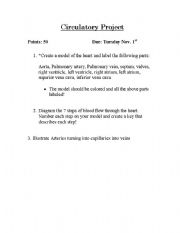 English Worksheet: Circulatory student project