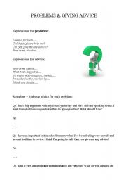 English Worksheet: Problems & Giving Advice