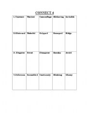 English worksheet: CONNECT FOUR ACTIVITY