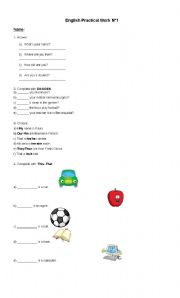English worksheet: Practical work