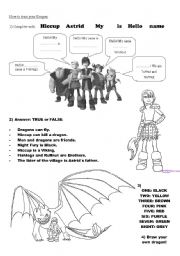English Worksheet: How to train  your Dragon!