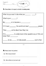 English Worksheet: I will