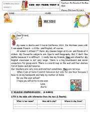 English Worksheet: END OF TERM TEST FOR 7TH FORM