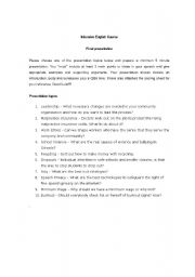 English Worksheet: Final Presentation Activity