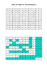 English Worksheet: instruments