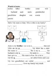 English Worksheet: family activity
