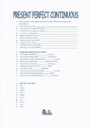 English Worksheet: Present perfect continuous