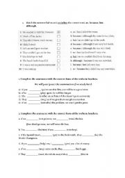 English Worksheet: Linking Words and First Conditional Exercises