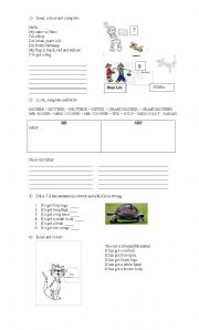 English worksheet: Introducing people and describing animals