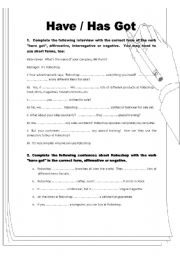 English Worksheet: Have / Has Got - With key